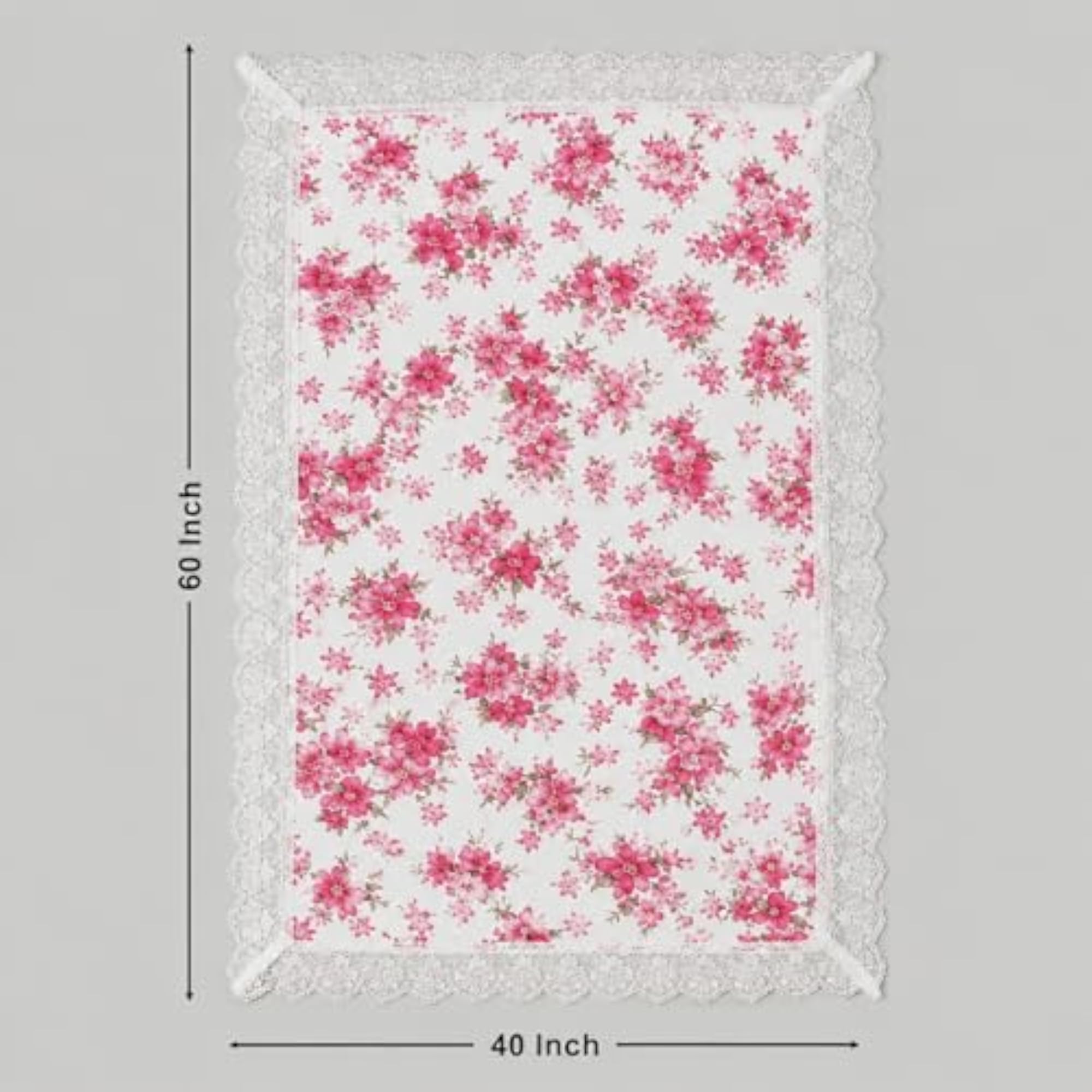 Pink Floral Printed Waterproof PVC Center Table Cloth, Decorative